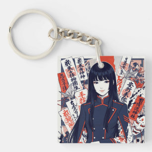 Yokai and protective talismans depicted in a Japan Key Ring