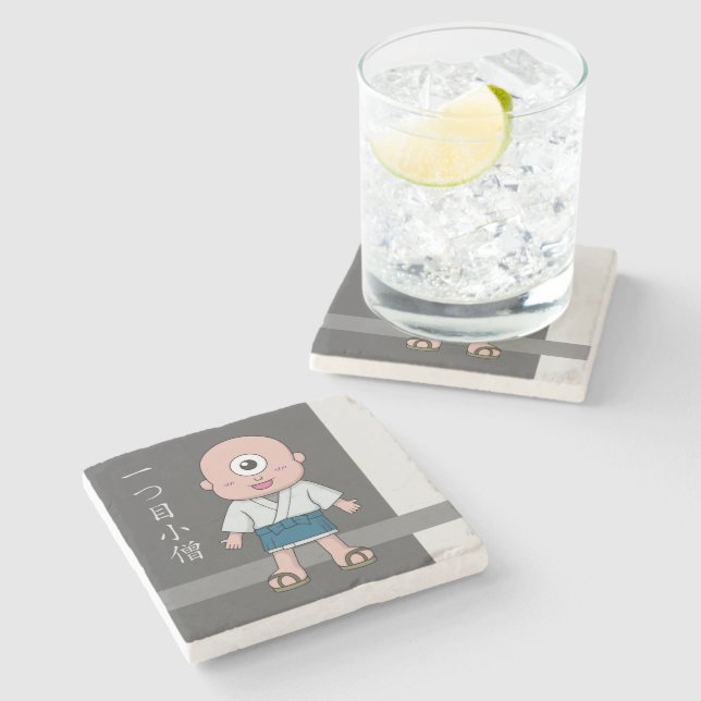 Yokai Hitotsume-kozo (One-Eyed Kid) Stone Coaster (Side)