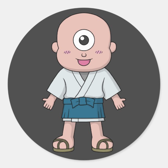 Yokai Hitotsume-kozou (One-Eyed Kid) Classic Round Sticker (Front)