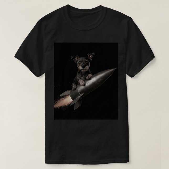 Yokai the Gothic dog on a Rocket T-Shirt (Design Front)