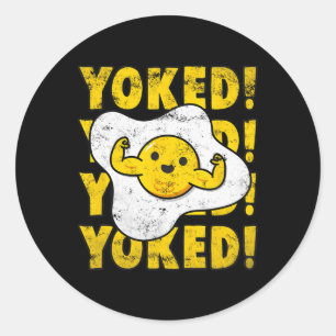 Yoked Bodybuilding Egg Yolk Bulking Men Funny Gym  Classic Round Sticker