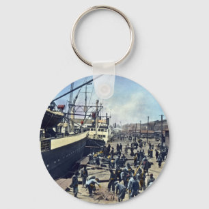 Yokohama Harbour Japan Vintage Shipping 横浜港 Key Ring