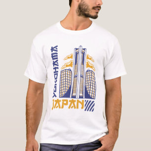 Yokohama Japan Futuristic Skyline TypographyDesign T-Shirt