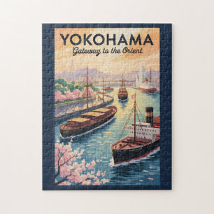 Yokohama Japan Illustration Travel Art Vintage Jigsaw Puzzle