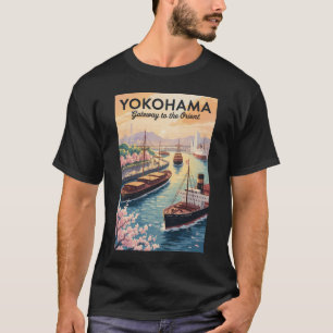 Yokohama Japan Illustration Travel Art Vintage T-Shirt