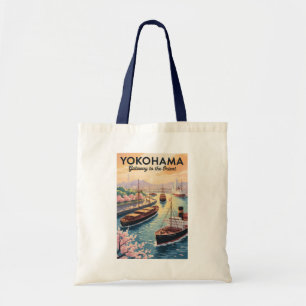 Yokohama Japan Illustration Travel Art Vintage Tote Bag