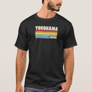 Yokohama Japan Rainbow Gay Pride Merch Retro 70s 8 T-Shirt