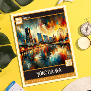 Yokohama, Japan Vintage Painting Postcard
