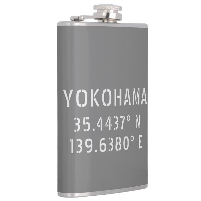 Yokohama Latitude & Longitude  Hip Flask (Right)