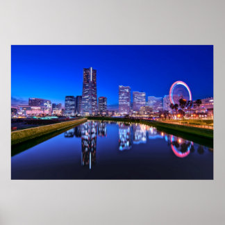 Yokohama Skyline At Dusk Poster