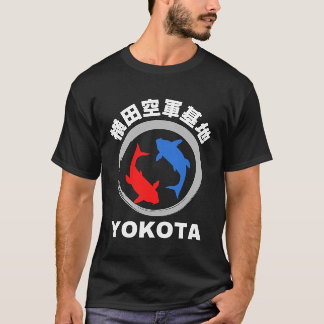 Yokota Air Base in Japanese with Koi Fish T-Shirt (Front)