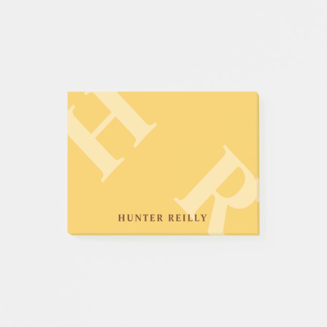 Yolk Yellow Tilted Initials & Your Name Post-it Notes (Front)