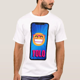 YOLO EMOJI WITH EYEGLASES HAPPY IN A CELLPHONE T-Shirt