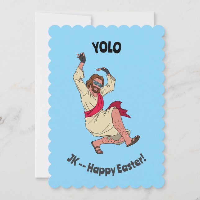 YOLO JK–Happy Easter Funny Card with Dancing Jesus (Front)