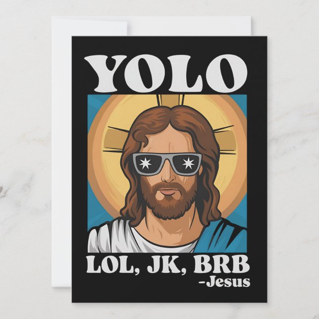 YOLO LOL JK BRB Jesus Funny Easter Invitation (Front)