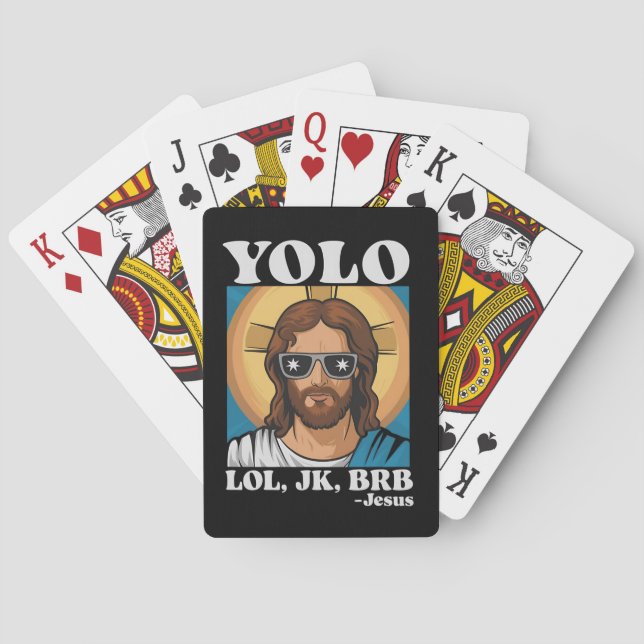YOLO LOL JK BRB Jesus Funny Easter Playing Cards (Back)