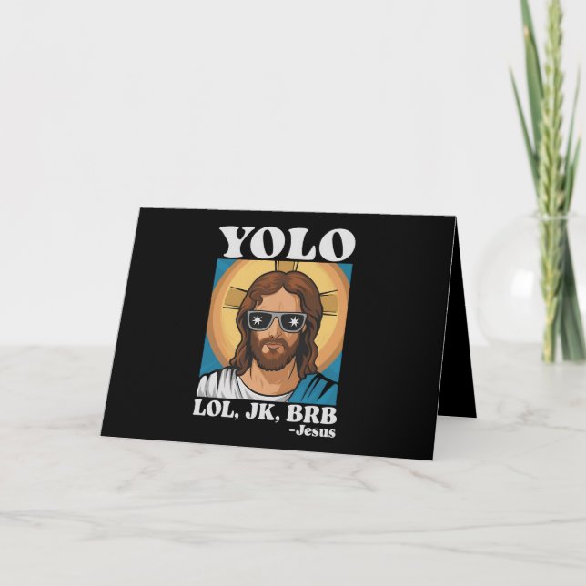 YOLO LOL JK BRB Jesus Funny Easter Thank You Card (Front)