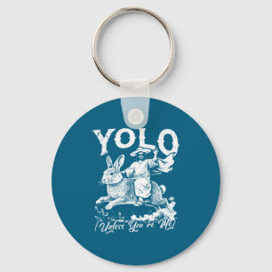 Yolo unless are christian riding bunny easter men key ring
