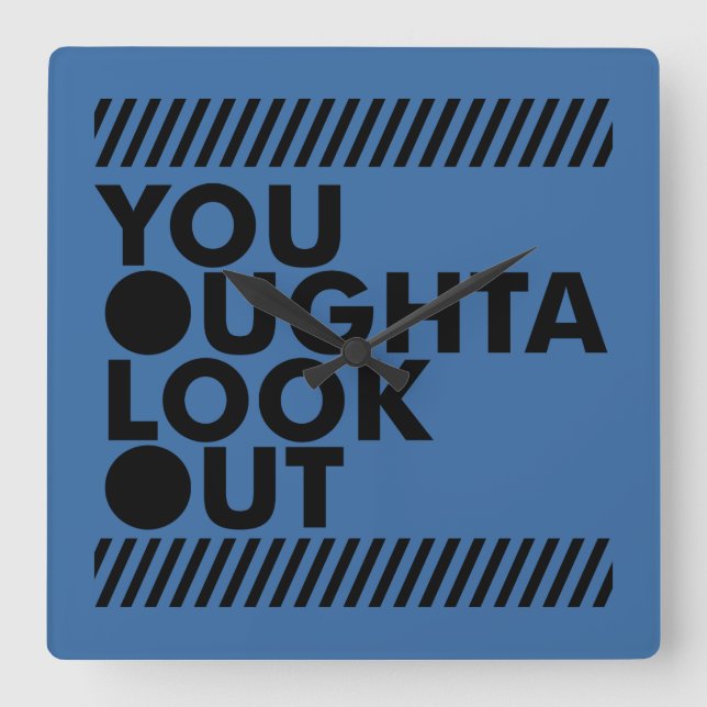 YOLO w/ Caution Square Wall Clock (Front)