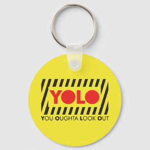 YOLO w/ Red Caution Key Ring