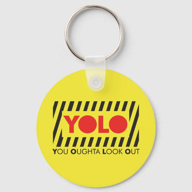 YOLO w/ Red Caution Key Ring (Front)