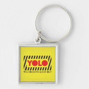 YOLO w/ Red Caution Key Ring