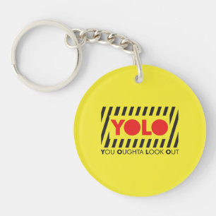 YOLO w/ Red Caution Key Ring