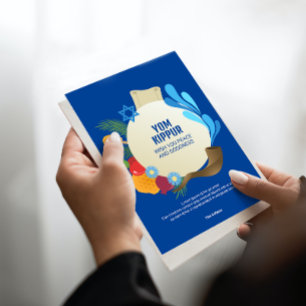 Yom Kippur Decorative Circle Graphic Blue Card