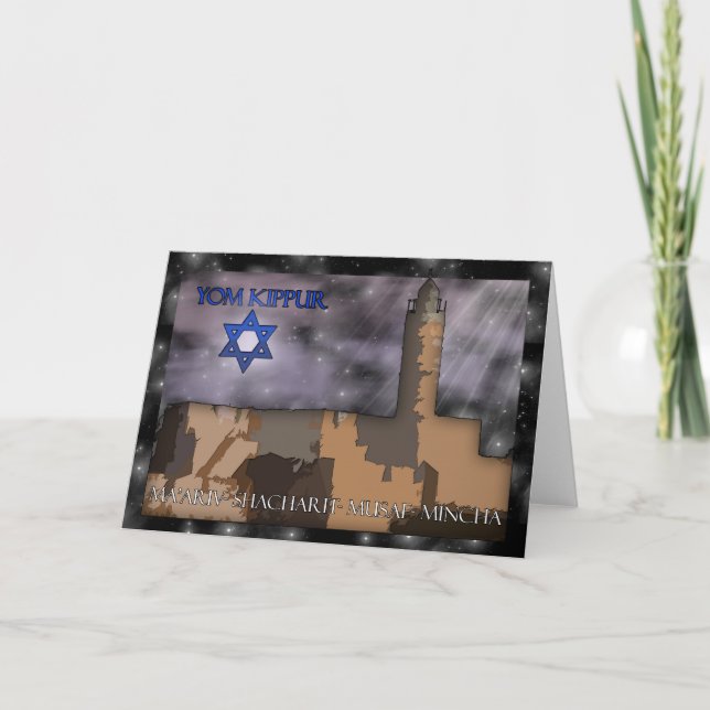 Yom Kippur, Ma'artv, shacharit, musat, mincha Card (Front)