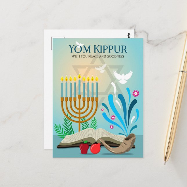 Yom Kippur Postcard (Front/Back In Situ)