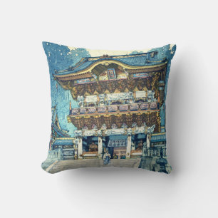 Yomeimon Gate, Hiroshi Yoshida, Woodcut Cushion