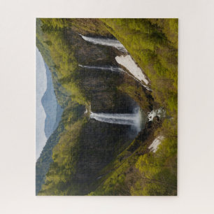 Yonako Falls with Snowy Peaks and Spring Green Jigsaw Puzzle