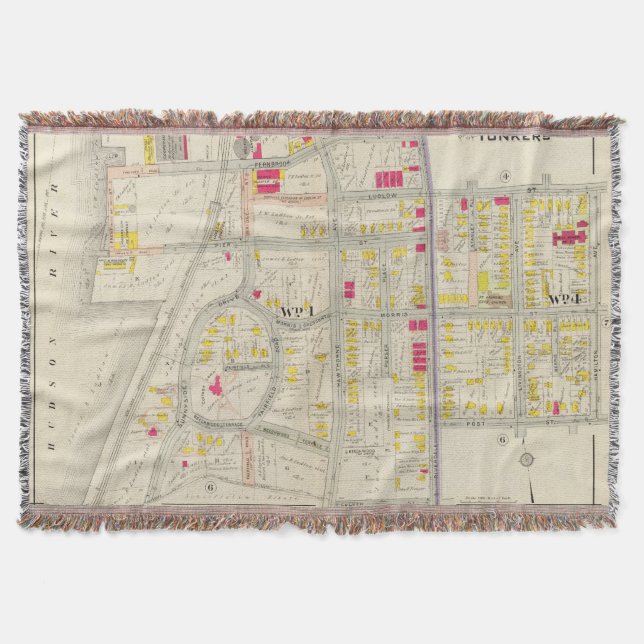 Yonkers Map Atlas Throw Blanket (Front)