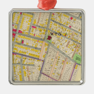 Yonkers New York Map Metal Ornament