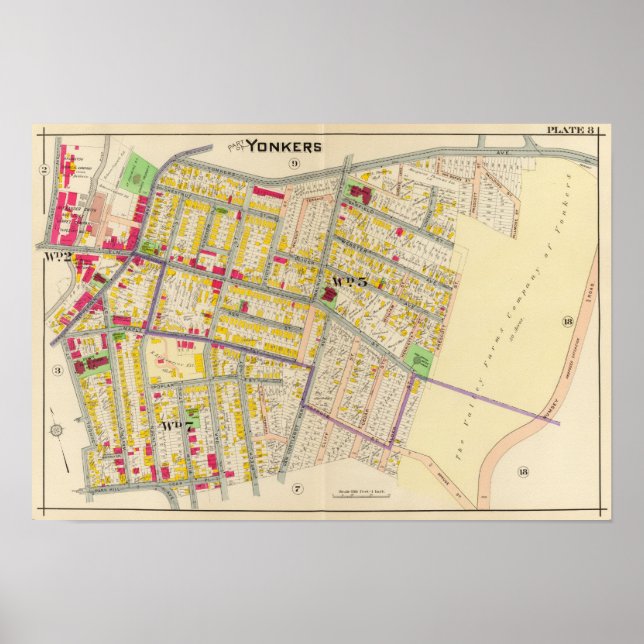 Yonkers New York Map Poster (Front)