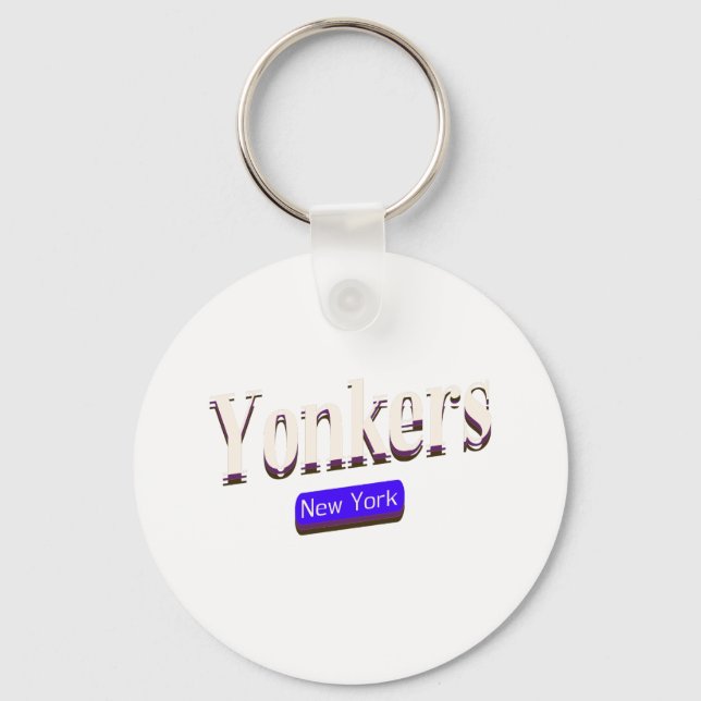 Yonkers New York Text Base   Key Ring (Front)