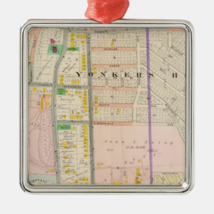 Yonkers NY Map Atlas Metal Tree Decoration