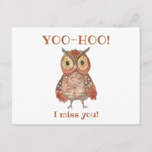 Yoo-hoo Cute Owl I Miss You School Teacher Postcard