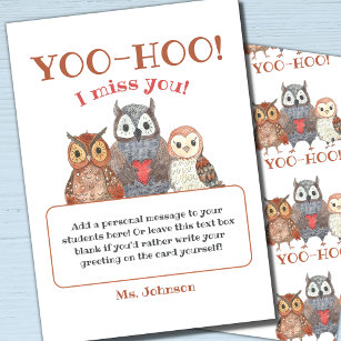 Yoo-hoo Owls I Miss You School Teacher Download Card