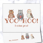Yoo-hoo Watercolor Owls I Miss You School Teacher Postcard<br><div class="desc">Yoo-hoo Watercolor Owls I Miss You School Teacher Postcard - These sweet yoo-hoo owls are ready to surprise your students (or loved ones!)! Getting actual mail is such a special and fun way to let someone know you miss and are thinking of them! Perfect for teachers of young students during...</div>