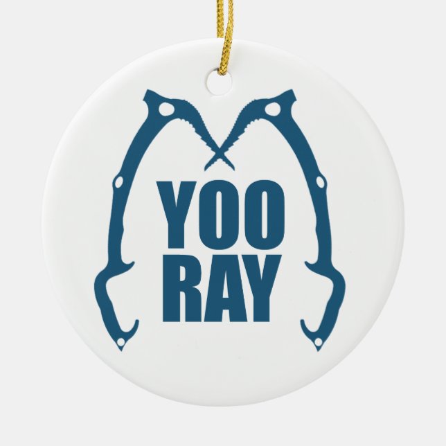 Yoo Ray (Ouray) Ice Climbing Ceramic Ornament (Front)