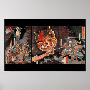 Yorimitsu vs. Shutendoji: Japanese Woodblock Poster