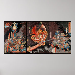 Yorimitsu vs. Shutendoji: Japanese Woodblock Poster