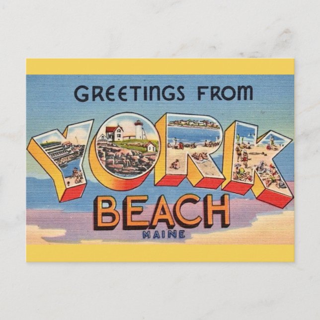 York Beach Maine Greetings Postcard (Front)
