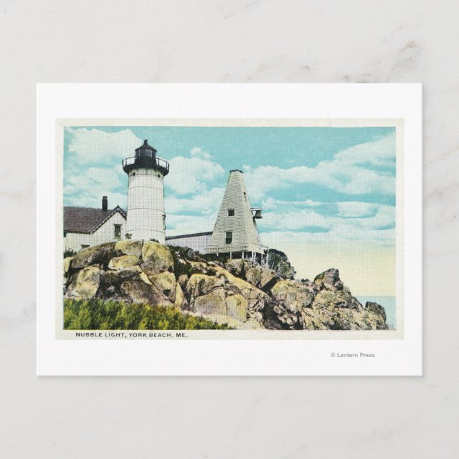 York Beach View of the Nubble Lighthouse Postcard (Front)