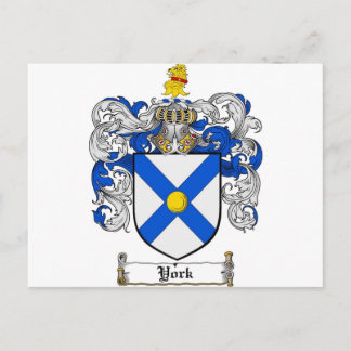 York Coat of Arms / York Family Crest Postcard