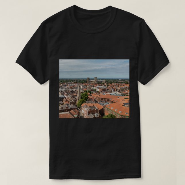 York England UK Rooftops and York Minster Cathedra T-Shirt (Design Front)