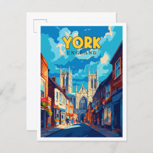 York England vintage travel illustration Postcard