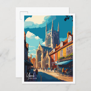 York England vintage travel illustration Postcard