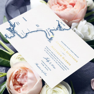 York Maine Wedding Navy and Gold 